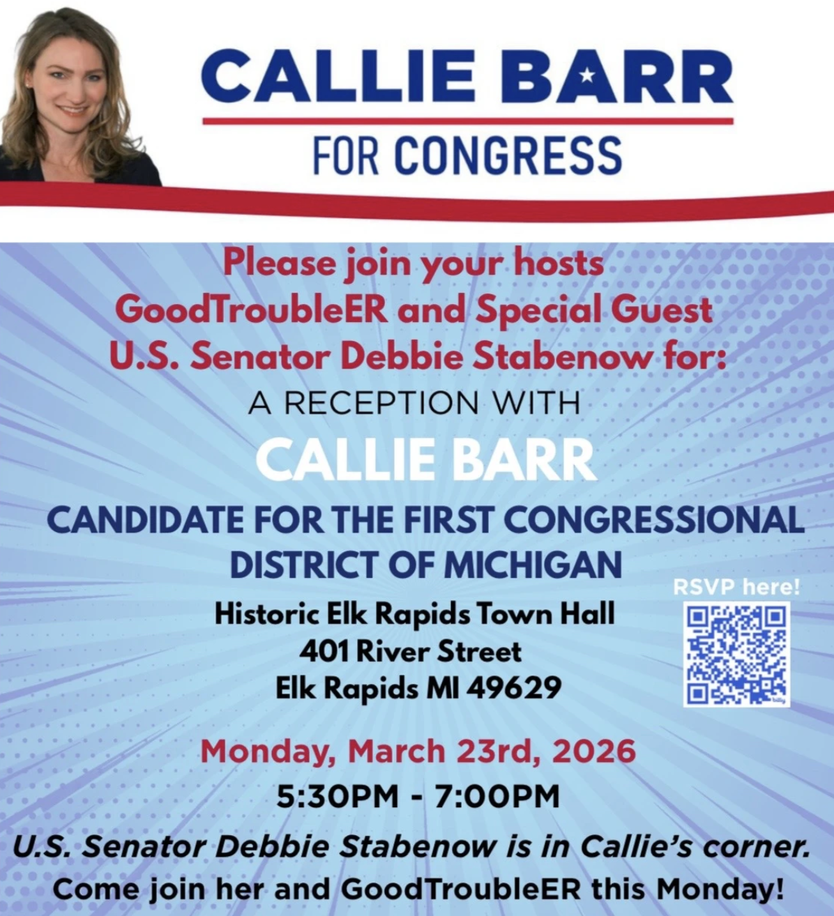 Callie Barr Town Hall: March 23 5:30pm - 7:00pm